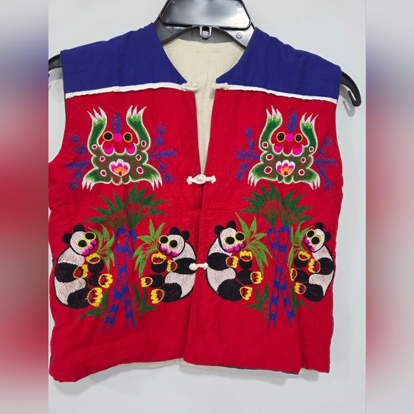 Unique Vintage Other - Vintage 80's Chinese Folk Art Vests Patchwork Embroidered Animals Handmade Kids